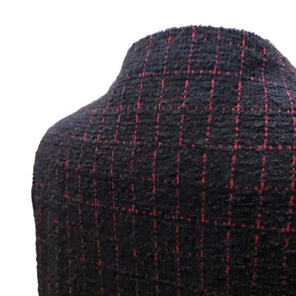 Sahara London Size 1 Black Red Plaid Jacket Asymmetric Front Pockets Sz S - Picture 13 of 15